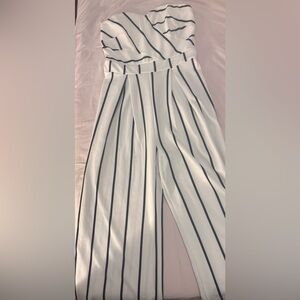 Black and White Striped Wide-Leg Jumpsuit